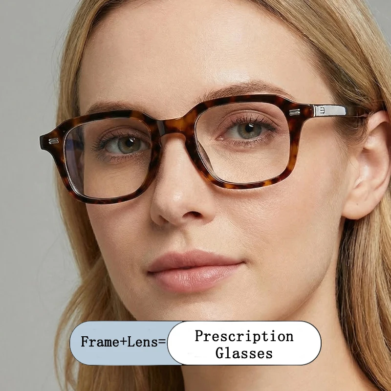 

Brand Design Women Leopard Square Frame Photochromic Prescription Glasses Anti Blue Light Hyperopia Myopia Astigmatism Eyewear