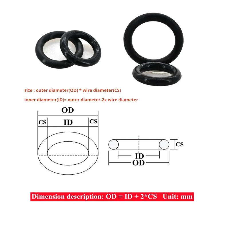 NBR-O-Ring Gaskets, CS 5mm, Seal Nitrile Rubber Bands, High Pressure O-Rings Repair Kit, Sealing Elastic Band O Rubber Rings