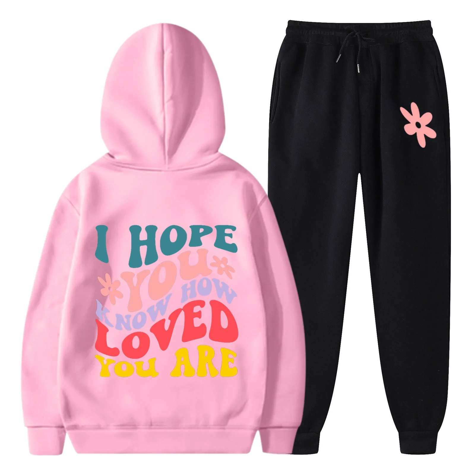 

Hoodie Jogger Pants Two Piece Set Sweatshirts+Sweatpants Letter Print Hoodie Sweatshirt Pants 2024 New Fashion Men Women's Set