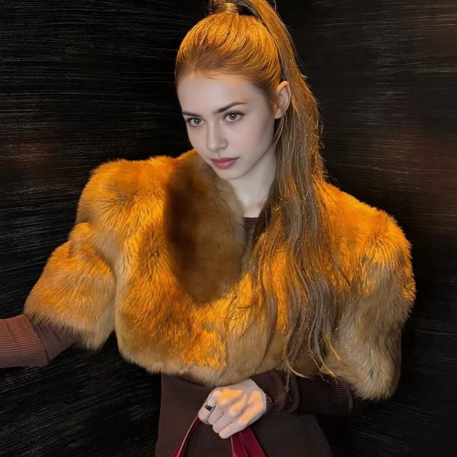 Nouveau hiver femmes réel manteau de fourrure de renard naturel rouge manteau de fourrure de renard de haute qualité chaud véritable vestes de fourrure