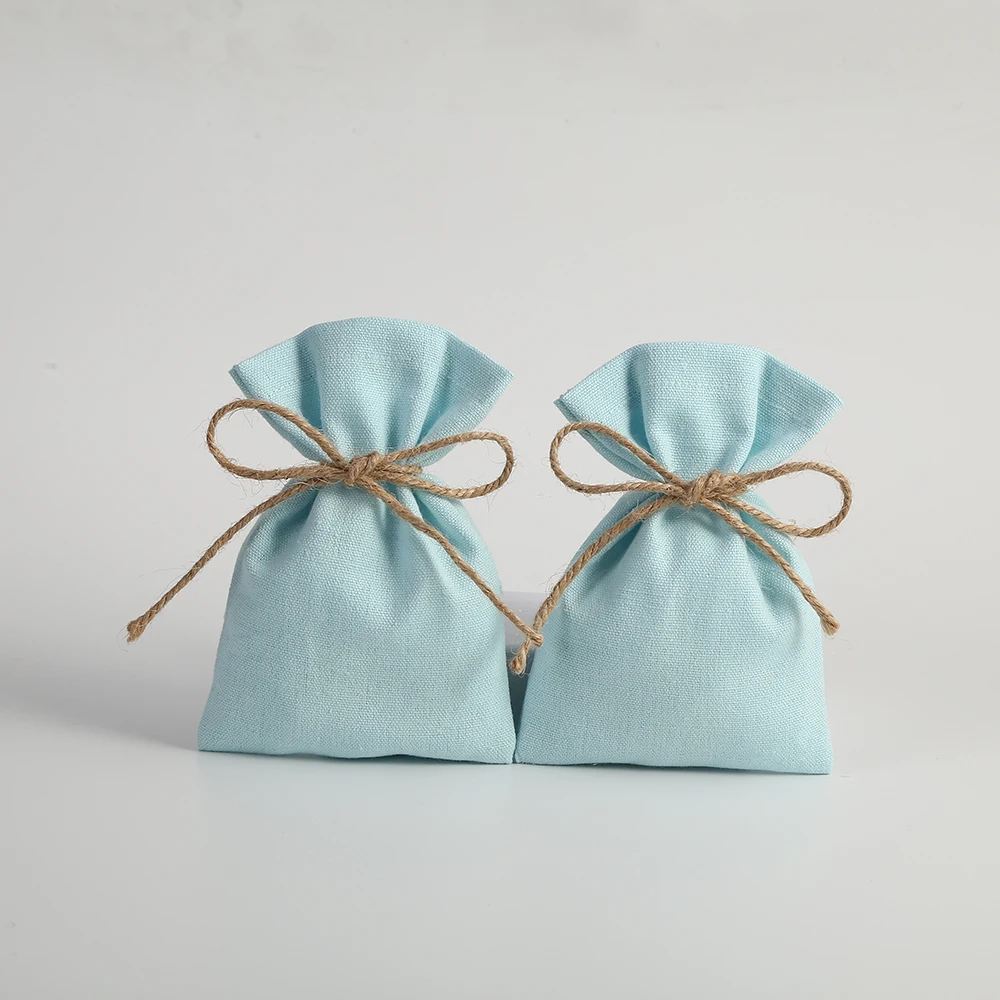 50 Stück Schmuck-Geschenkverpackungsbeutel aus Baumwolle, Jute-Musselin-Beutel, Hochzeitsgeschenk-Süßigkeitenbeutel, Brautparty-Kosmetik-Organizer-Beutel – Detail 6