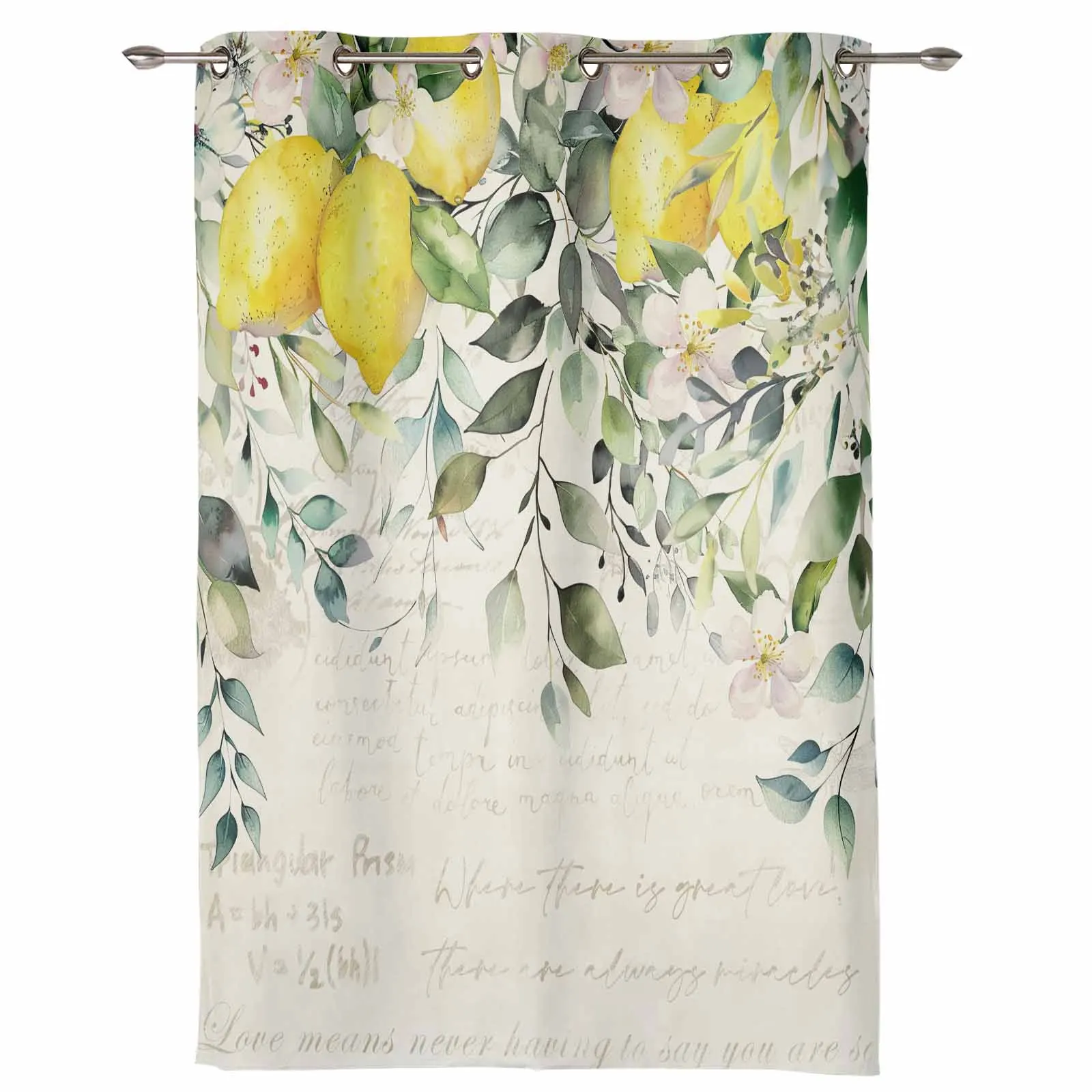 Plant Eucalyptus Leaves Field Sage Lemon Outdoor Curtain For Garden Patio Drapes Bedroom Living Room Kitchen Window Curtain