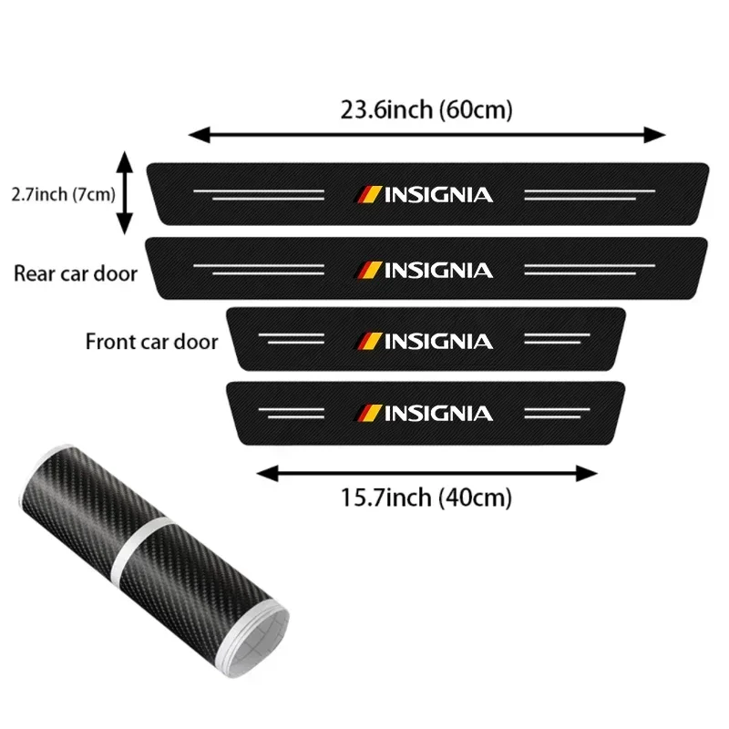 Carbon Fiber Auto Threshold Scuff Plate Sticker for Insignia Car Door Sill Anti Scratch Decals Strip Tape Interior For Opel