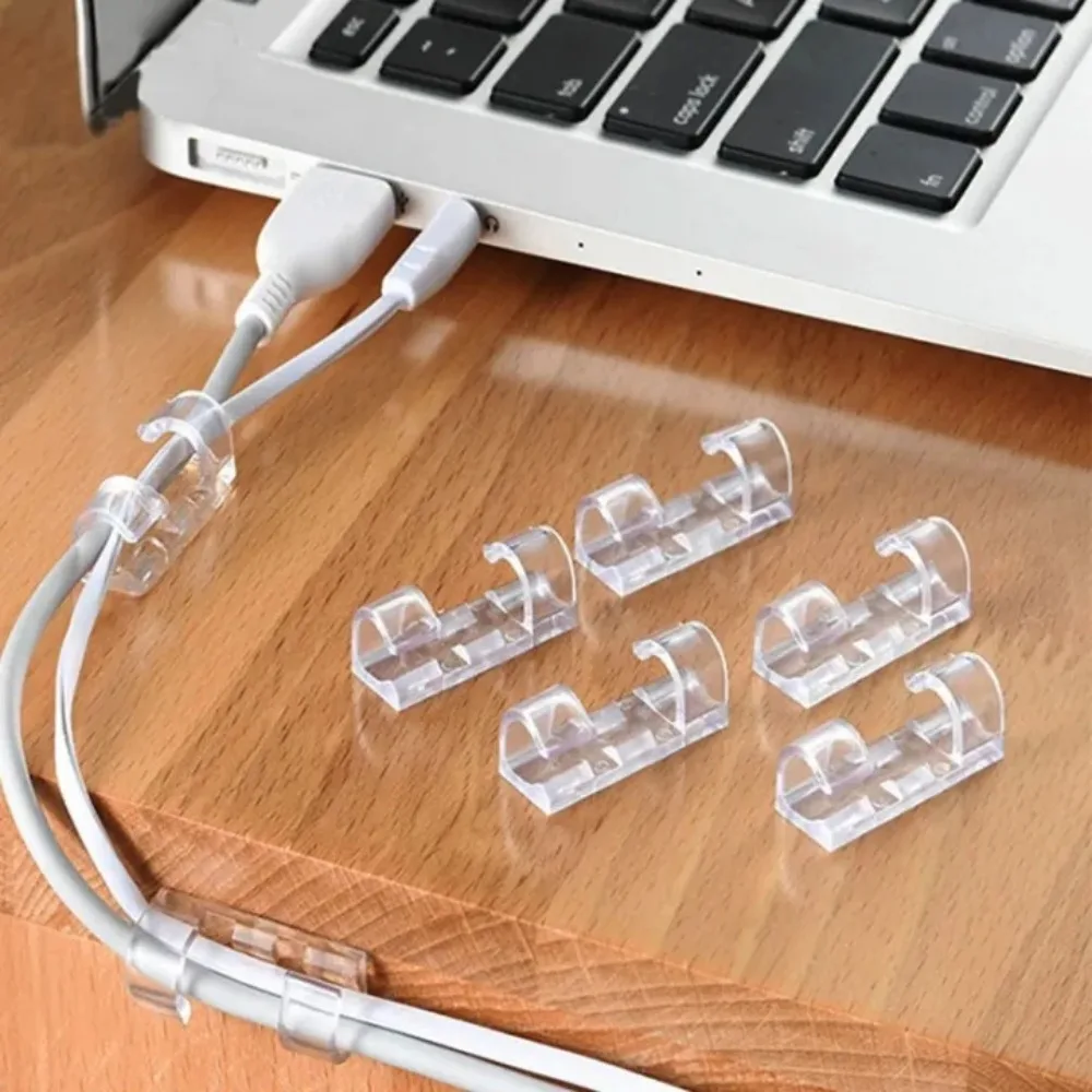 20pc Self Stick Cable Clips Organizer Self-Adhesive Drop Wire Holder Cord Management Line Buckle Clamp Table Wall Fixer Fastener