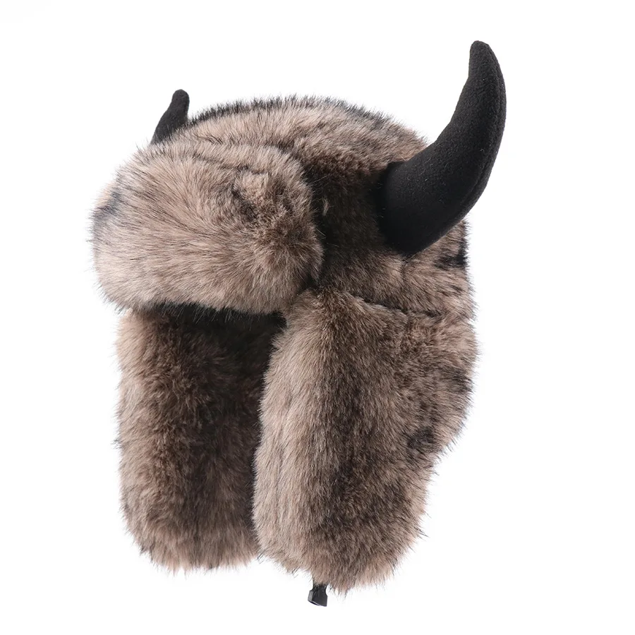 

Теплые шапки Лей Фэн из искусственного меха для мужчин, зимняя русская шапка-ушанка, уличные утолщенные ветрозащитные шапки для защиты ушей