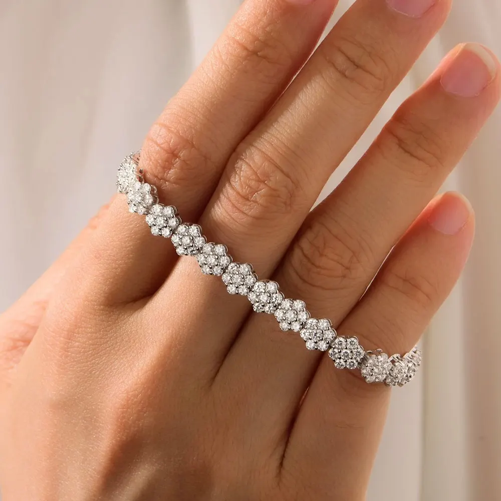 KNOBSPIN Tutti 2mm Moissanite Bracciale Tennis Pieno di Diamanti GRA 925 Placcato Argento 18k Braccialetti Gioielli Festa di Nozze per Donna Uomo