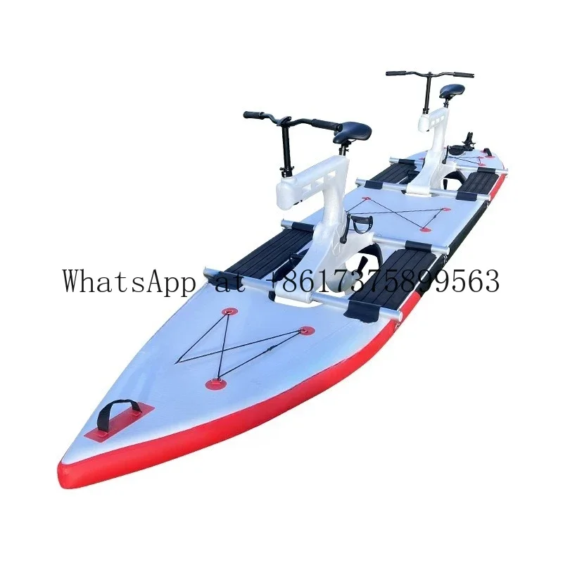 Manufacturer Supplies Parent-Child Pulp Board Water Bicycles Inflatable 3-Person Pedal Boat