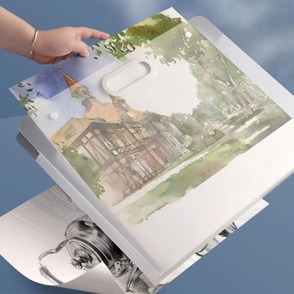 Simple A2/A3/A4 File Folder Four Layers Waterproof Picture Album Portable 4K/8K/16K Drawing Bag Student Gift view 6