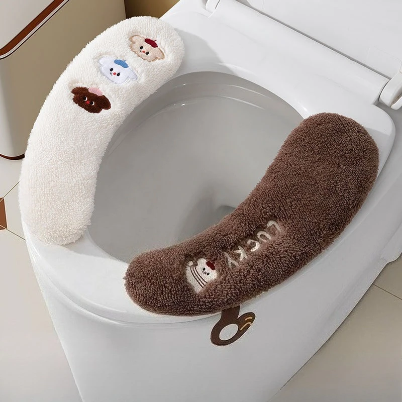 

1pcs Pattern Fashion Winter Toilet Seat Cushion Household Toilet Adhesive Seat Cover Seasonal Universal Toilet Seat Cushion