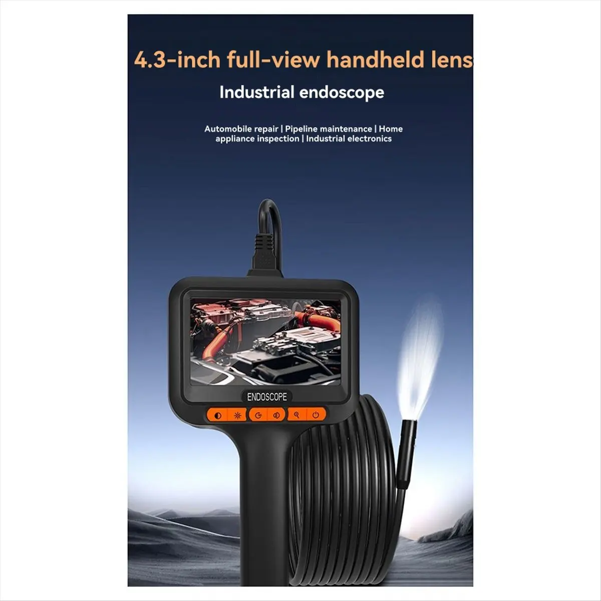 AA83 Endoscope Camera 1080P HD 4.3inch Display Borescope Camera with 8 Adjustable LED Lights, 16.5ft Semi-Rigid Snake Camera