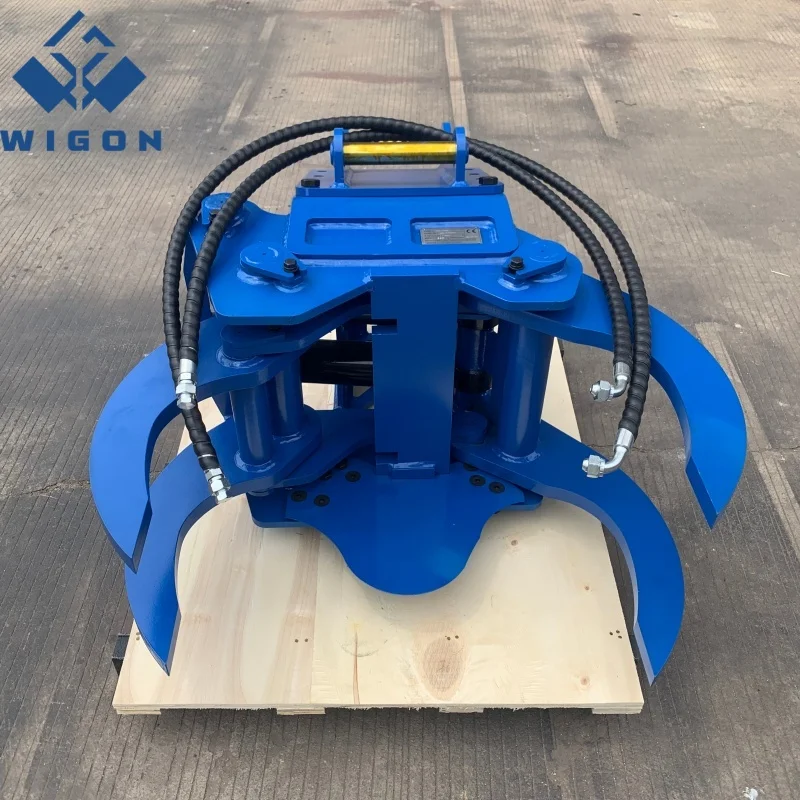 

WIGON Sale Excavator Tree Shear with Motor for Wood Cutting Hydraulic Rotating for 1.5-20 Ton Excavators 200mm Jaw Opening