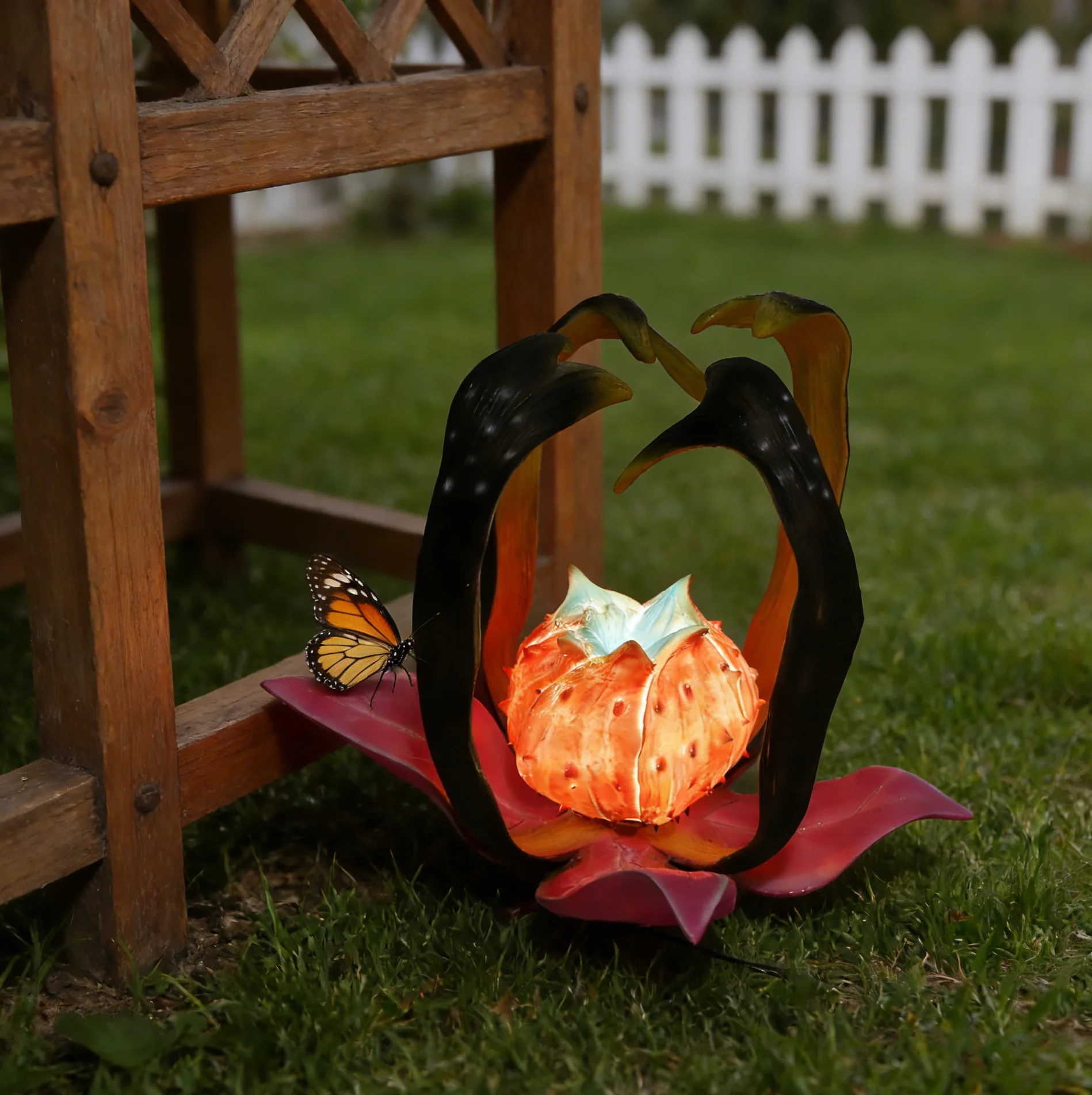Outdoor Garden Lights Waterproof Four Leaf Strange Flower Lights Simulated Flowers Decoration Lights for Patio Yard Garden