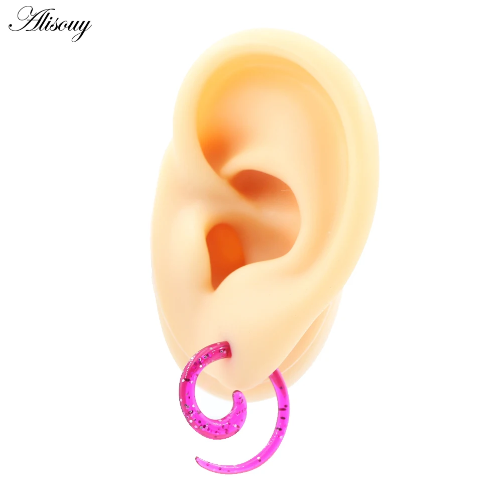 Alisouy 2PCS 1.6-14mm Star Skull Acrylic Spiral Ear Plug Stretching Expander Tunnels Tapers Fake Earrings Body Piercing Jewelry