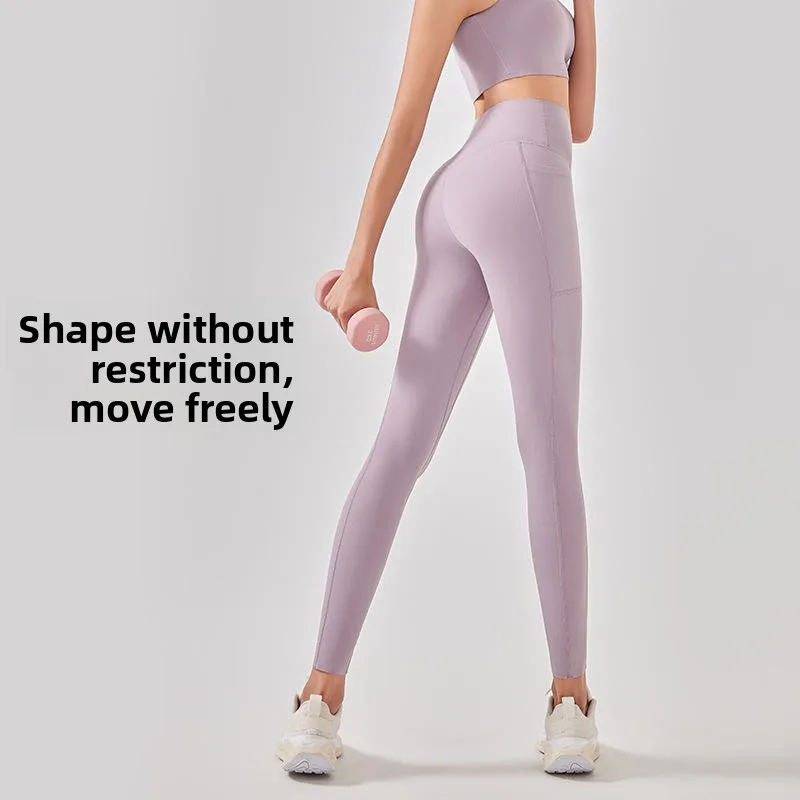 กางเกงโยคะผู้หญิง Naked Sensation ทรงสลิม เอวสูง ยืดหยุ่นสูง ยกกระชับสะโพก เหมาะสำหรับพิลาทิส วิ่ง และออกกำลังกาย