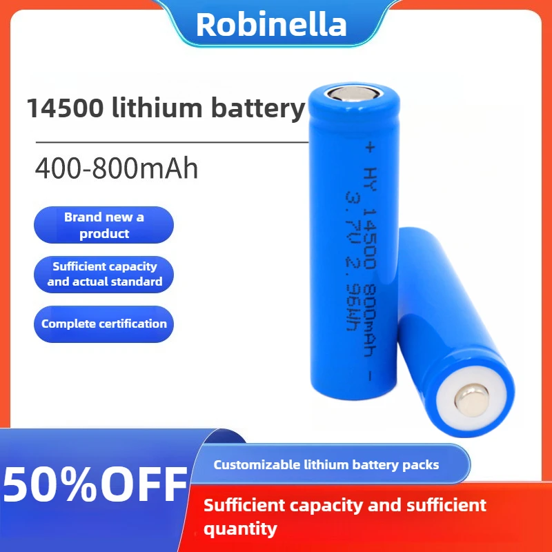 

800mAh ICR14500 3.7VLithium Battery,High Capacity Rechargeable Battery for Flashlight,Toys,Mouse,Long Lasting&Safe 14500 Battery