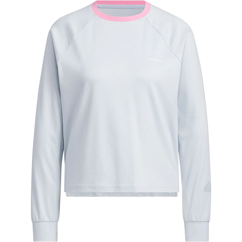 أديداس حقيقية ربيع جديد المرأة بسيطة عارضة جولة الرقبة طويلة الأكمام تي شيرت JE3618