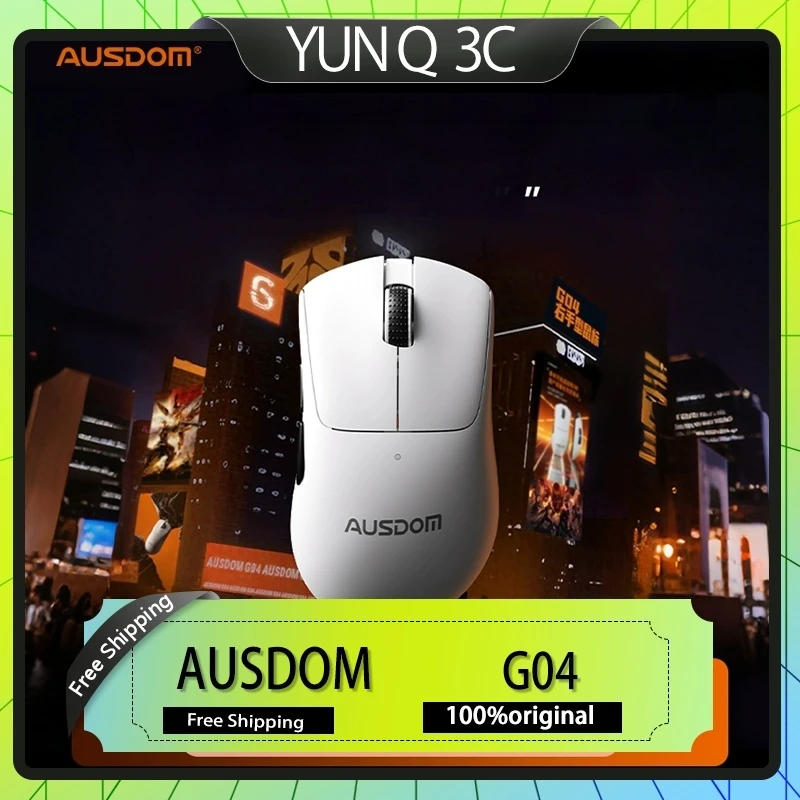 

Беспроводная мышь AUSDOM G04 Ultra Tri Mode PAW3395 8000 Гц, скорость опрокидывания, легкие игровые мыши для ПК, аксессуары