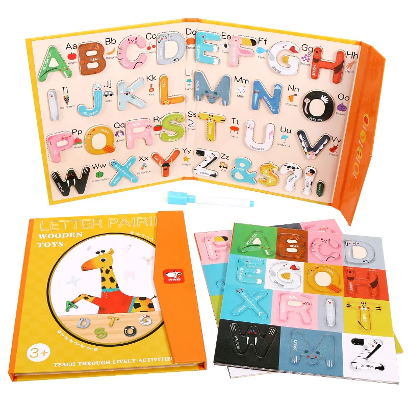 Alfabeto magnético de 26 piezas, libro de aprendizaje de idiomas, letras ABC, educación preescolar, ortografía, juego de palabras en inglés, juguetes, pegatinas para nevera