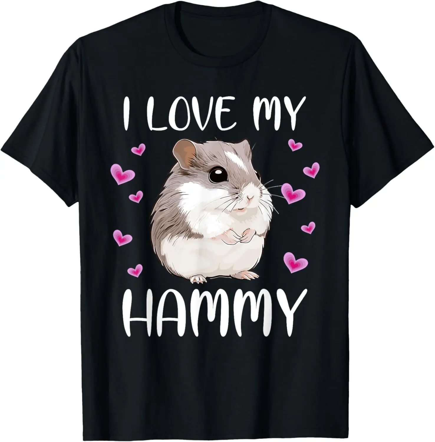I Love My Hammy Cute Hamster Graphic T-Shirt Short Sleeve Crewneck Cotton Tee for Pet Owners