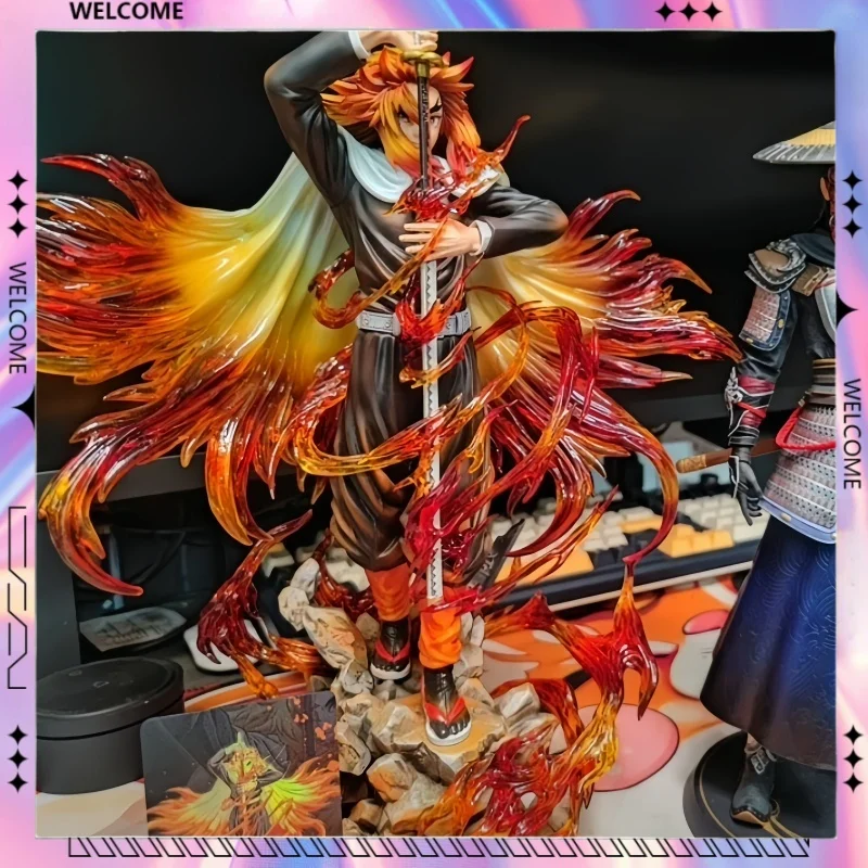 Rengoku Kyoujurou Anime Figure Toy Collection Model Tide Play Peripheral Doll PVC Material Desktop Decoration Ornament Boys Gift