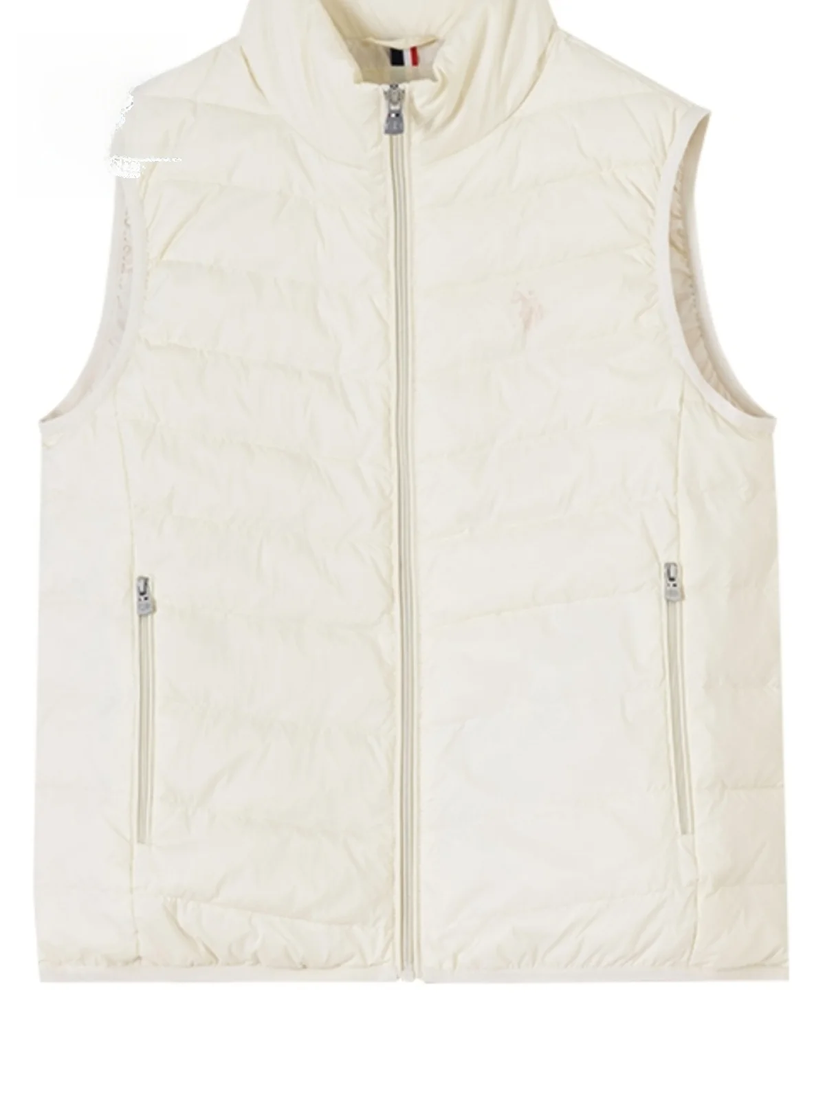 سترة شتوية نسائية من US  Association سترة دافئة بدون أكمام ملابس خارجية بنمط مسيرة بلون نقي وياقة ثابتة وسحاب