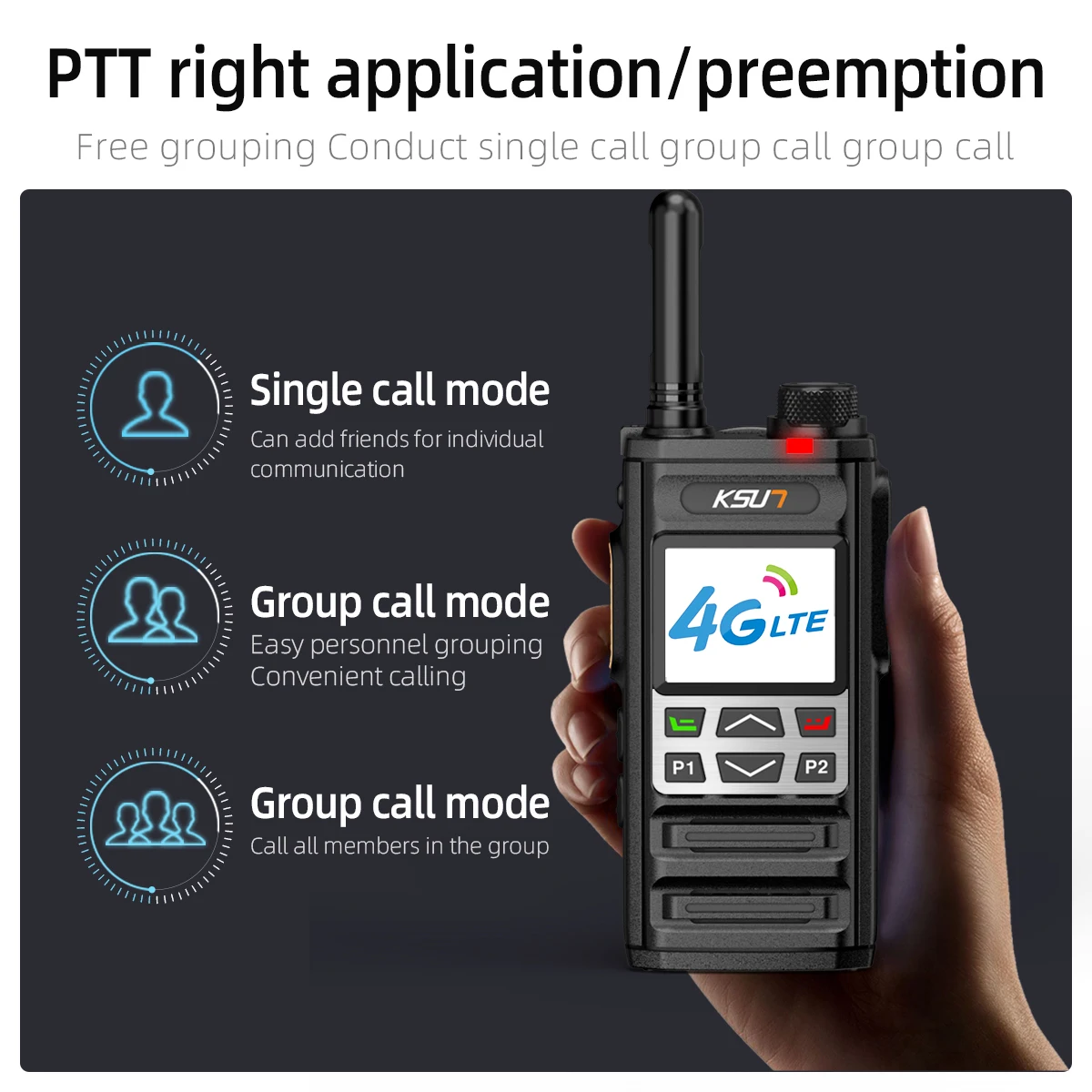 Long Range Global Walkie Talkie Compatible With ZELLO APP 4G Network Android WIFI Blue-Tooth Two Way Radio KSUN ZL35