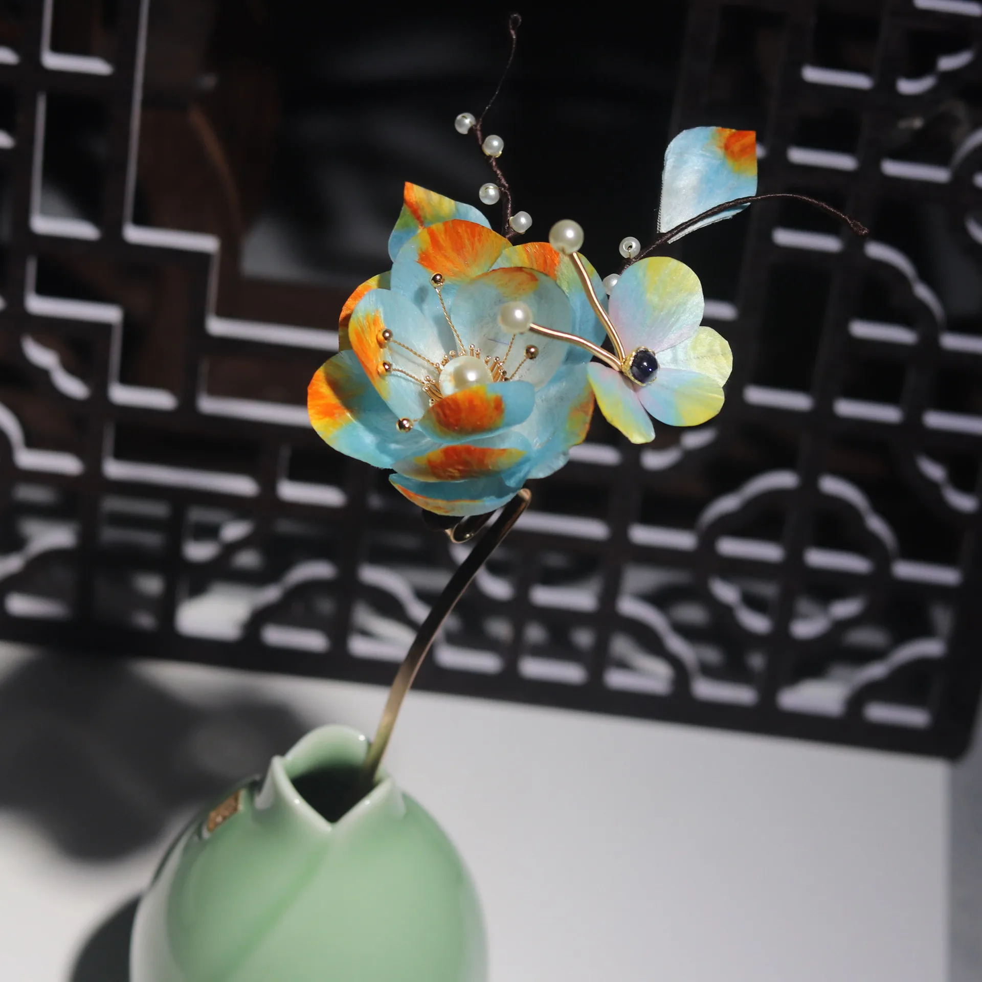 

Pure Handcrafted Light Blue Velvet Flower Hairpin, Daily Hair Tie, Hair Accessory, Gentle And Versatile Jewelry