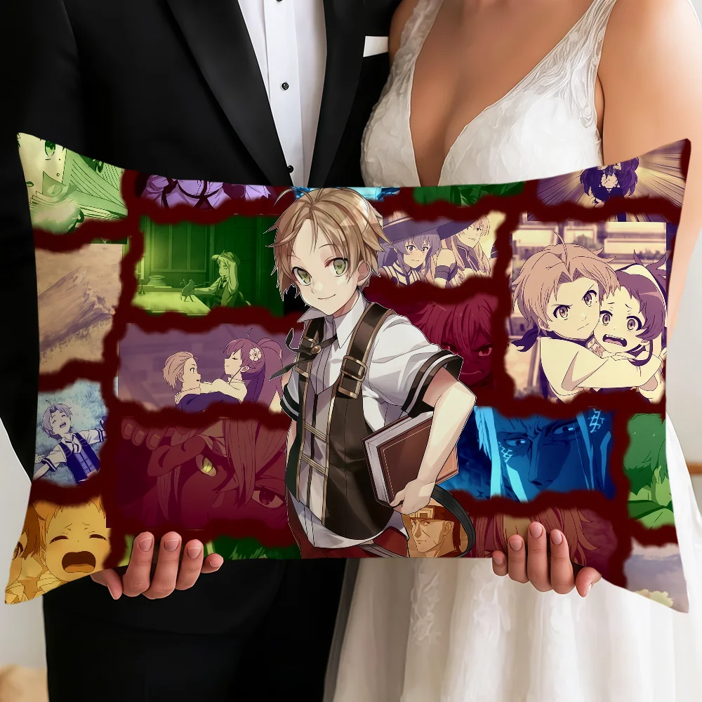 Fotografia 7: Capa de Almofada Anime M-Mushoku Tensei, Capa de Almofada Retangular Macia para Sofá, Decoração de Sala de Estar, Dormitório, Presente