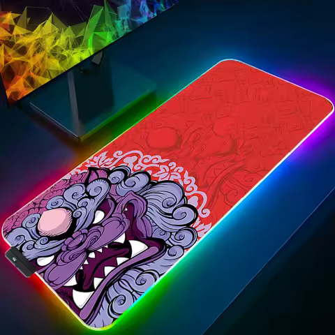 RGB Mouse Pad Lockedge Large Gaming Accessories Computer Gamer Keyboard LED Mouse Mat Desk High quality tiger head Mousepad