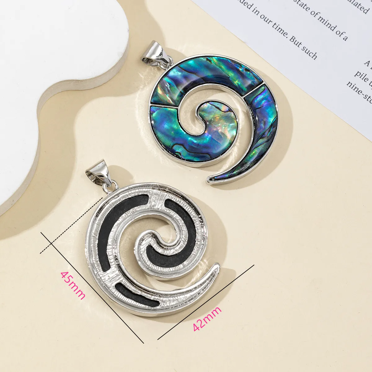 5pcs Natural Abalone Shell Pendant Vortex Shape Natural Shell Pendant Charms for Making DIY Jewerly Bracelet Necklace 45x42mm
