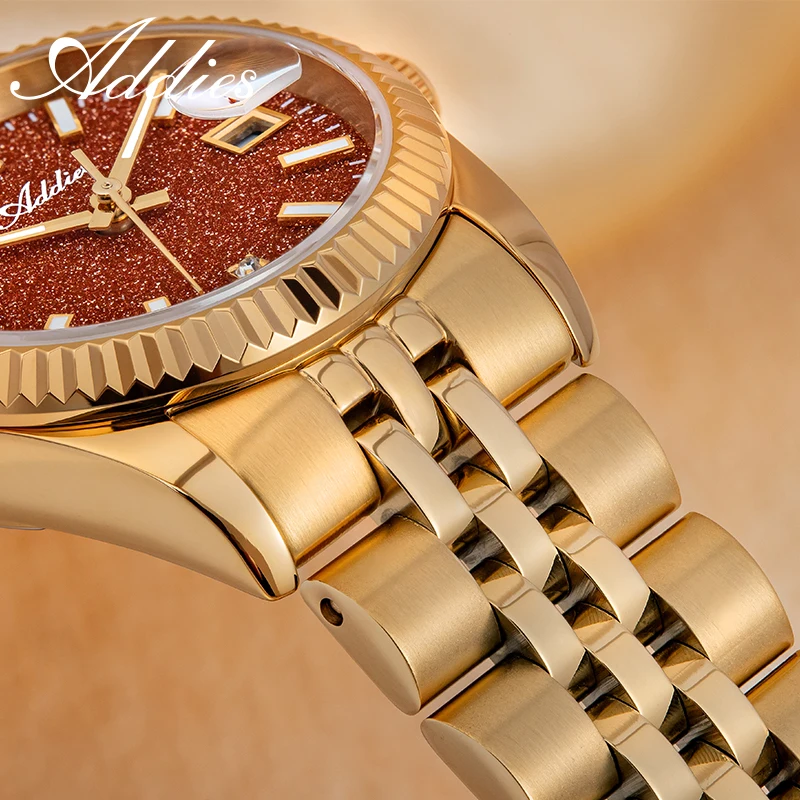 ADDIES Business Watch for Women BGW9 Super Luminous Waterproof Female Watches Stainless Steel Goldstone Dial Quartz Wristwatch