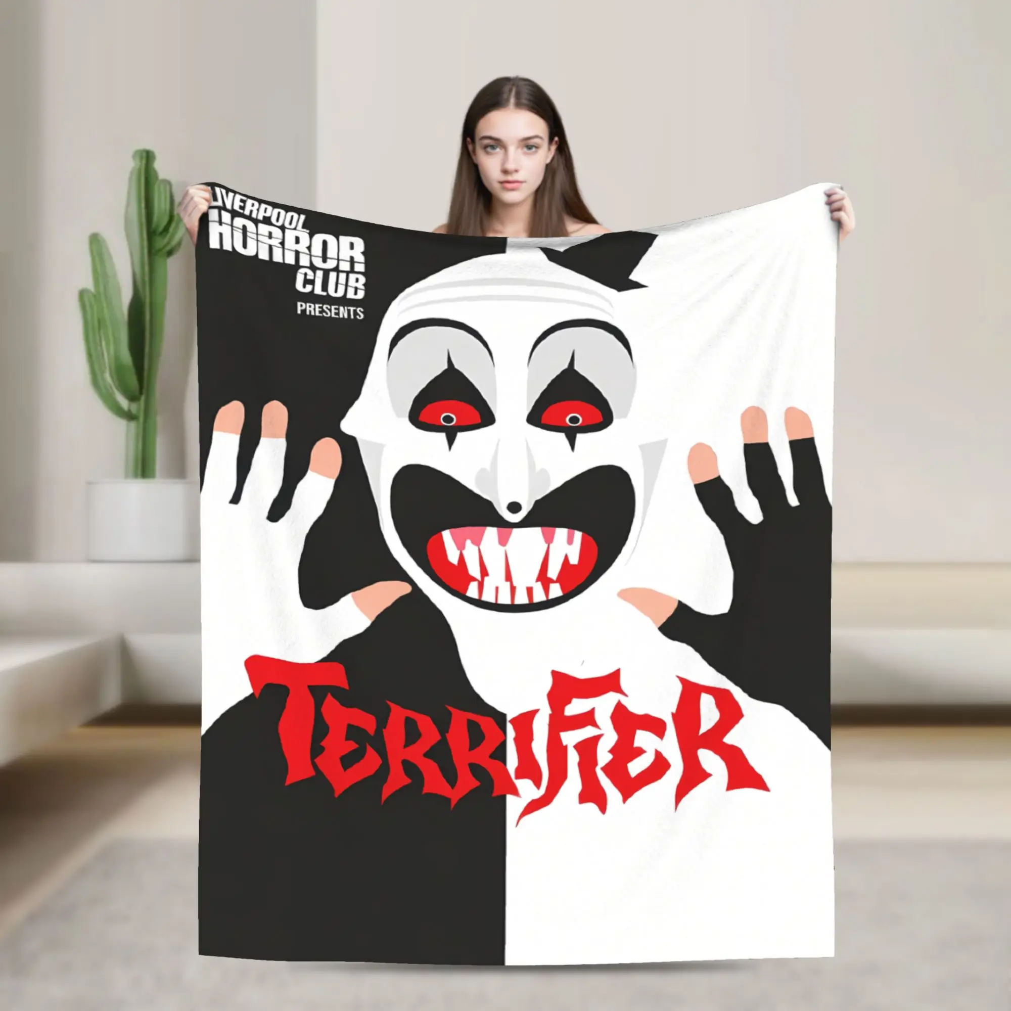 Terrifier Movie Soft Blankets  Students Plush Bedding Throws Funny Couch Chair Flannel Bedspread Sofa Bed Cover