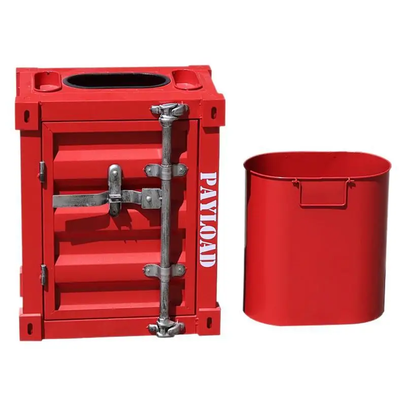 Retro American Wrought Iron Storage Cabinet Trash Can Entrance Shoe Cabinet Hairdresser Container for Home Organization