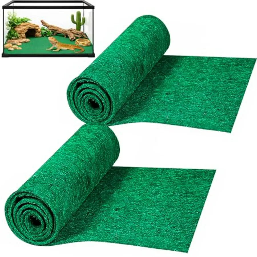 

2 Pack Reptile Carpet, 39'' x 20'' Terrarium Bedding Substrate Liner Reptile Cage Mat Tank Accessories for Bearded Dragon Lizar