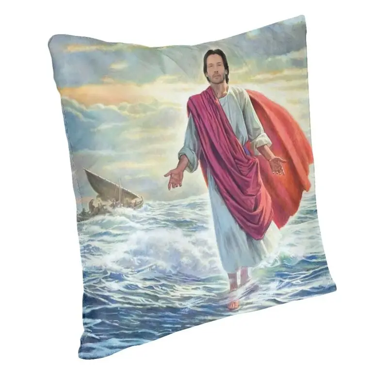 Keanu Reeves Cushion Covers Saint Meme Jesus John Wick Velvet Luxury Throw Pillow Case for Sofa 3D Printing Custom Home Decor