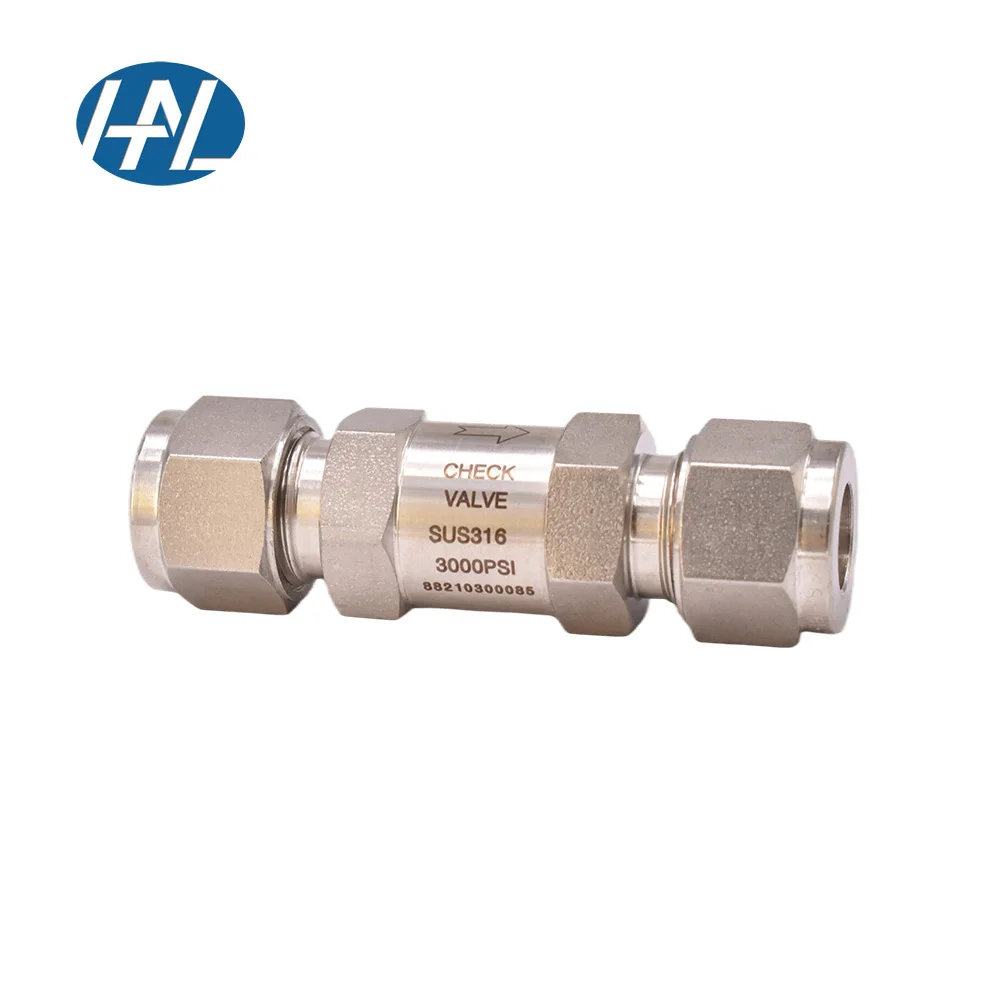 SS316L Swagelok Type Tube Fitting High Pressure Double Ferrule Non Return Gas Liquid Instrument Check Valves