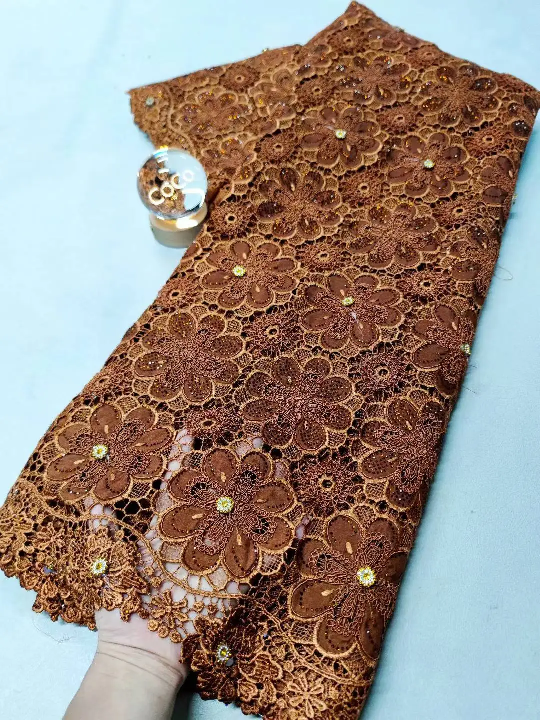 أفريقيا النيجيري 2025 الترتر لفستان الزفاف الشيفون تول أقمشة الدانتيل عالية الجودة حفلة جبر الخياطة القطن 5 ياردة XL119