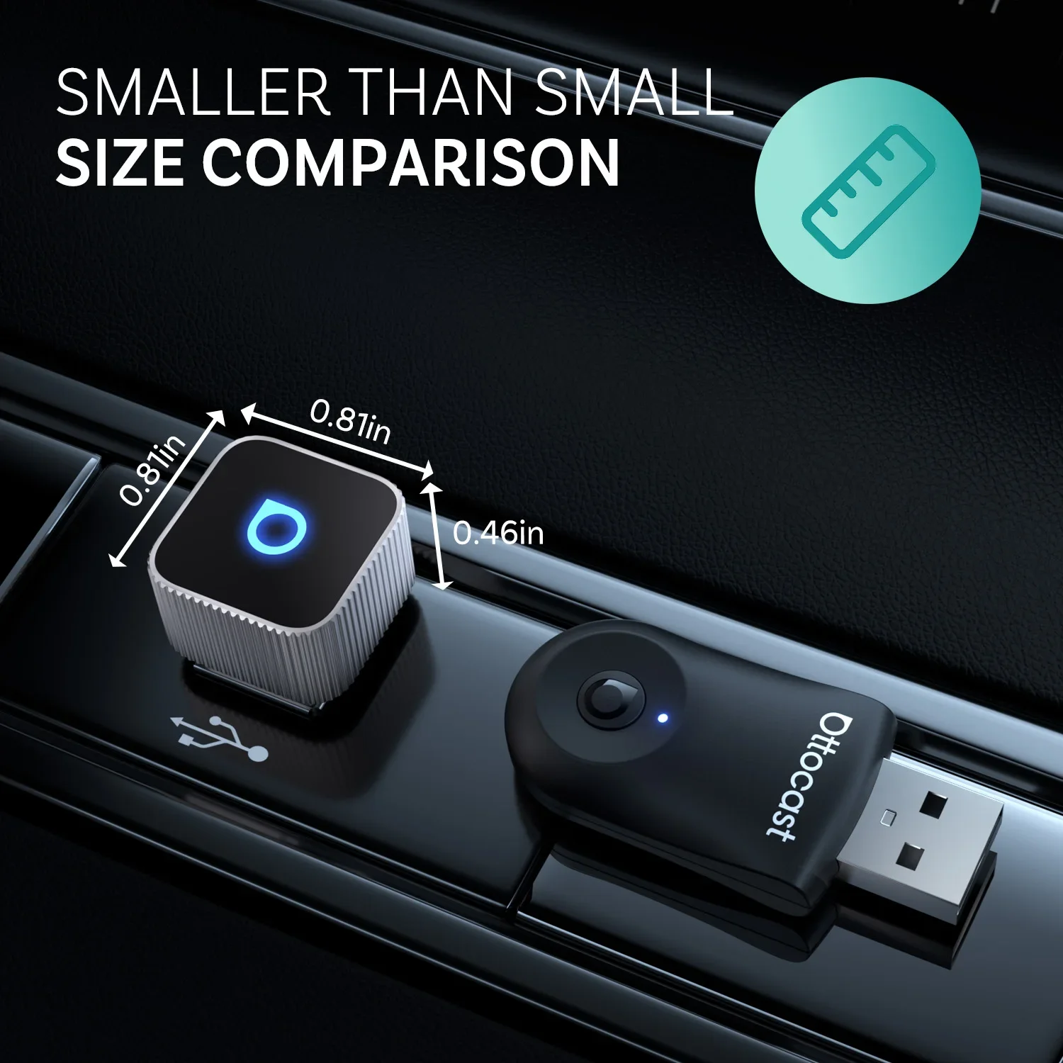 OTTOCAST Mini Slim Cube Wireless CarPlay Android Auto محول 2 في 1 USB AI ملحقات السيارة لشركة فولكس فاجن هافال أودي كيا بورش لكزس #3