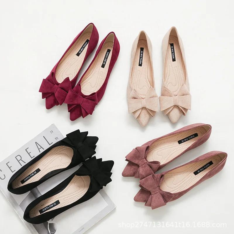 Women's Pointed Toe Flats Bow Large Size Women Shoes Women Comfort Loafers Shoes Fashion Simple Mary Jane Shoes