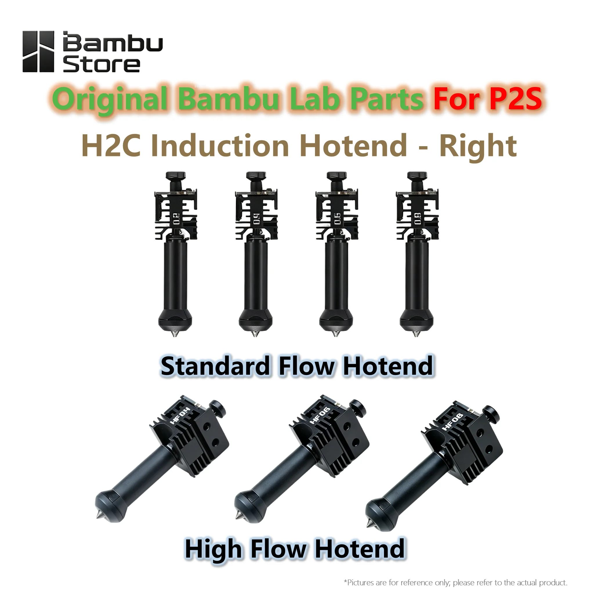 Original Bambu Lab H2C Right Induction Hotend Standard/High Flow 0.2/0.4/0.6/0.8mm, Fast Heating Vortek System 350℃ 3D Printer