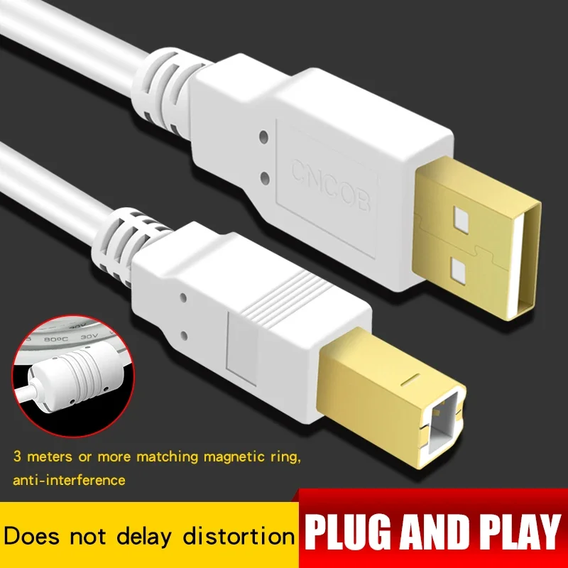 USB Printer Cable USB Type B Male to A Male USB 2.0 Cable for Universal Printing Device Canon Epson HP ZJiang Label Printer
