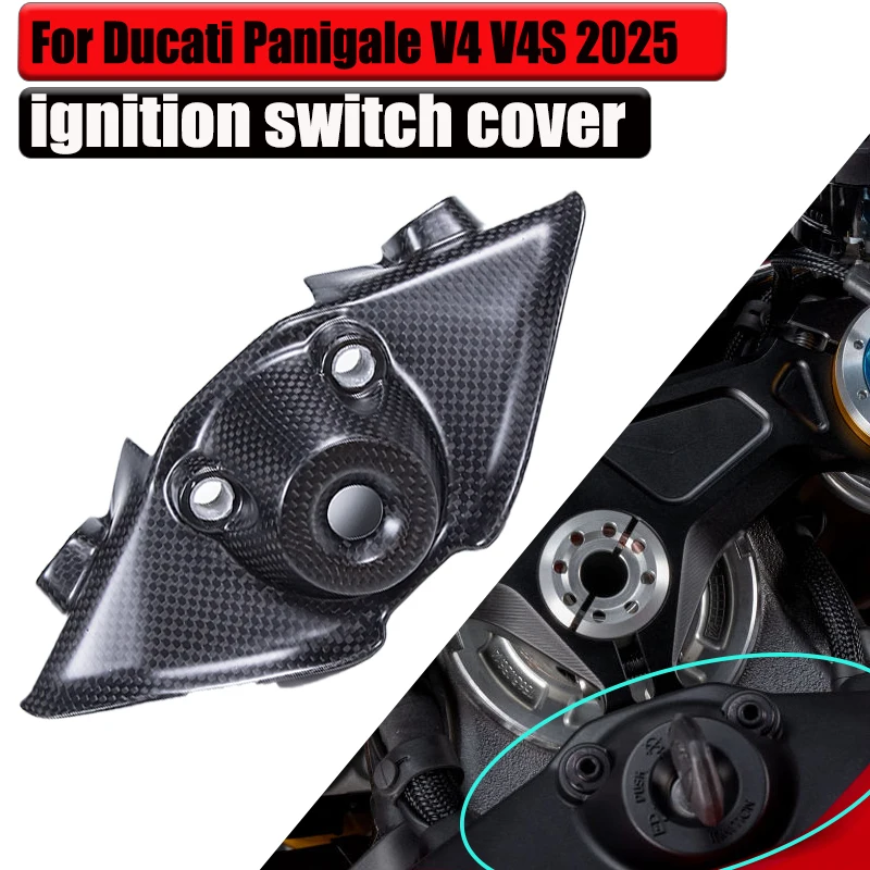 For DUCATI Panigale V4 V4S 2025 3K Dry Carbon Fiber Key Chain Guard Ignition Switch Cover Fairing Kit Motorcycle Accessories