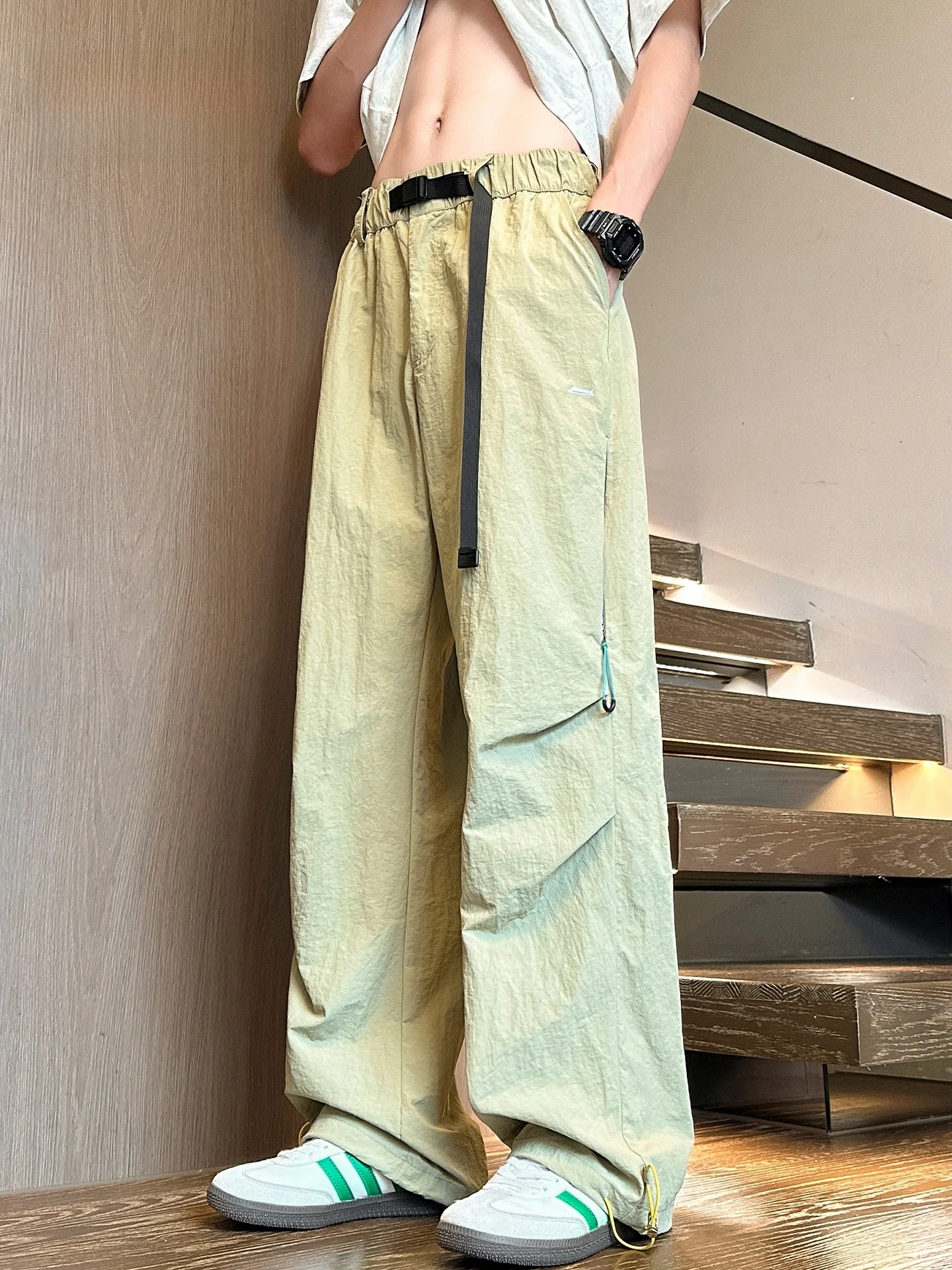 

Американские широкие брюки для спецодежды High Street, мужские летние дизайнерские свободные повседневные брюки десантника для мальчиков