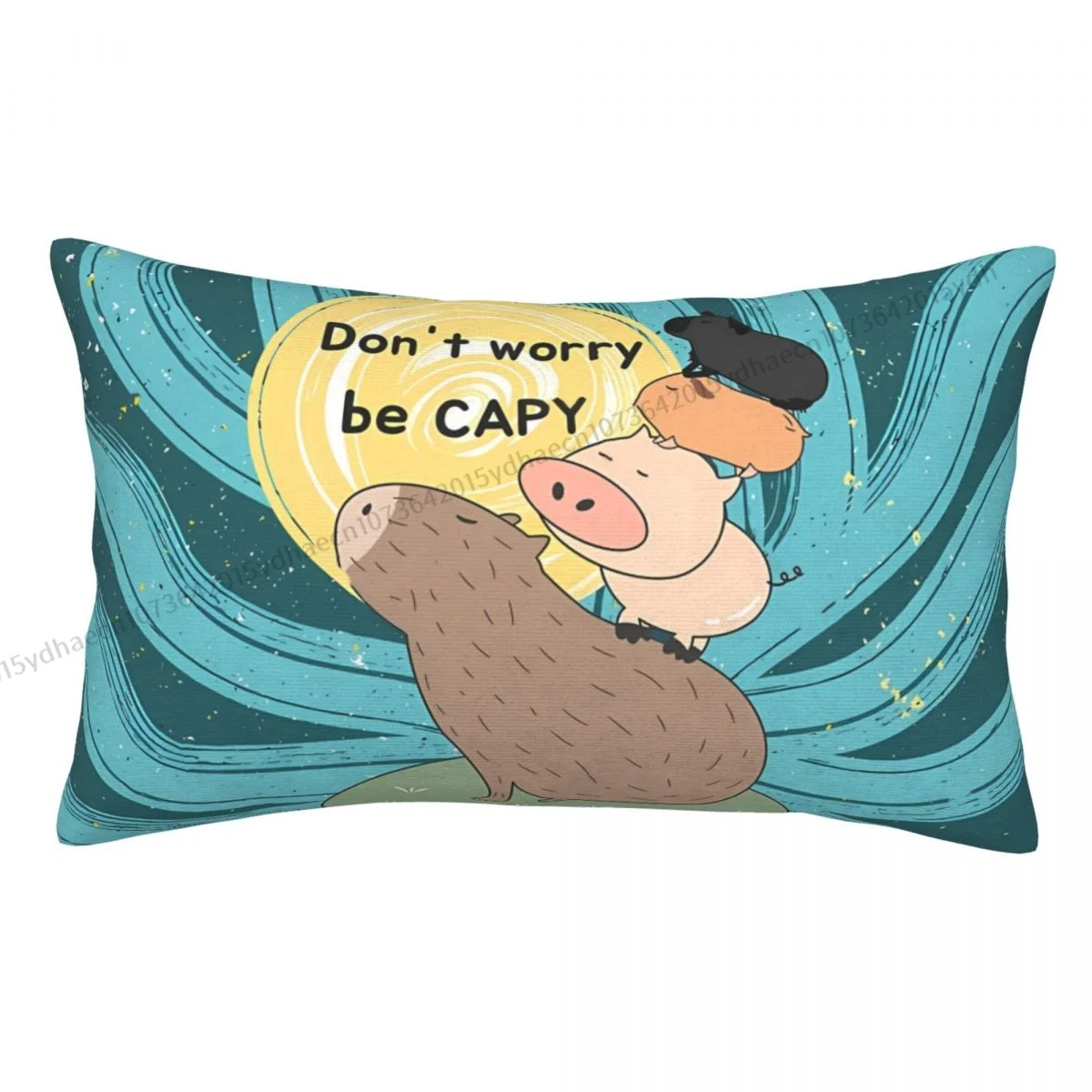 Capybara Dont Worry Be CAPY Hug Pillowcase Backpack Cojines Home Printed Office Pillow Covers Decorative