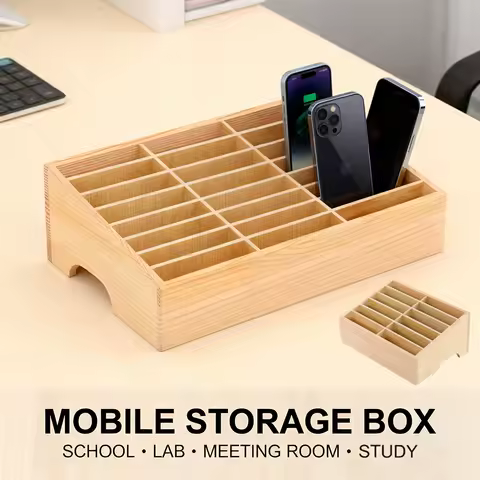 24 Cell Mobile Phone Storage Box Simple Office Classroom Mobile Phone Placement Rack Wooden Multi-grid Mobile Phone Storage Box