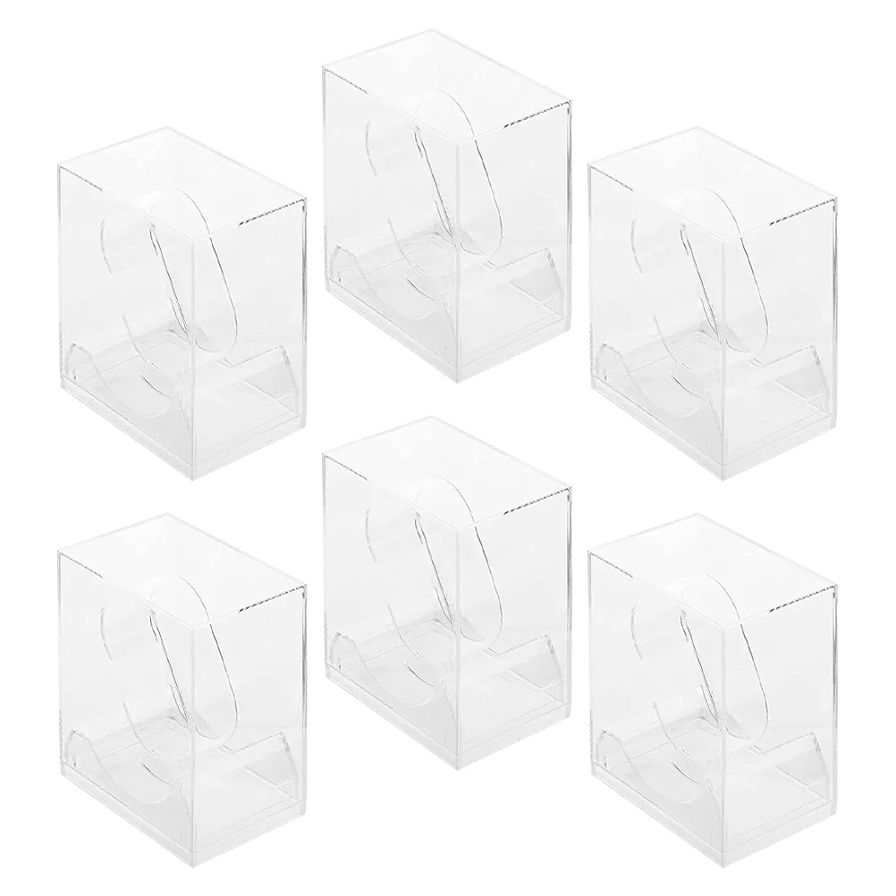 6 Pcs Storage Rack Watch Box Man Watches for Women Plastic Figure Display Case Transparent Boxes