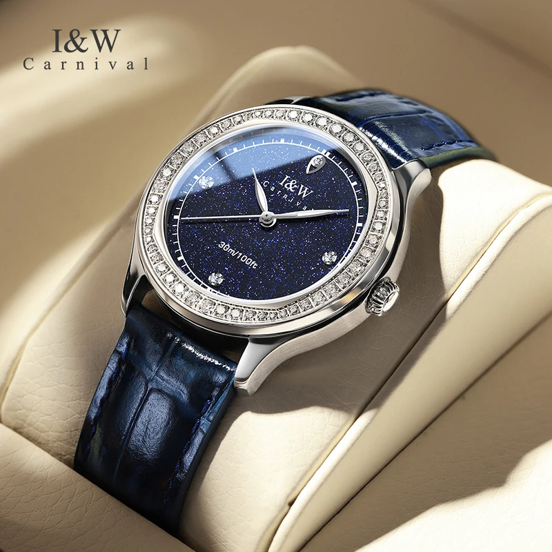 

CARNIVAL Quartz Watches for Woman Pearl Shell Rhinestone Dress Sapphire Waterproof Luxury Brand Women's Wristwatch Reloj Mujer