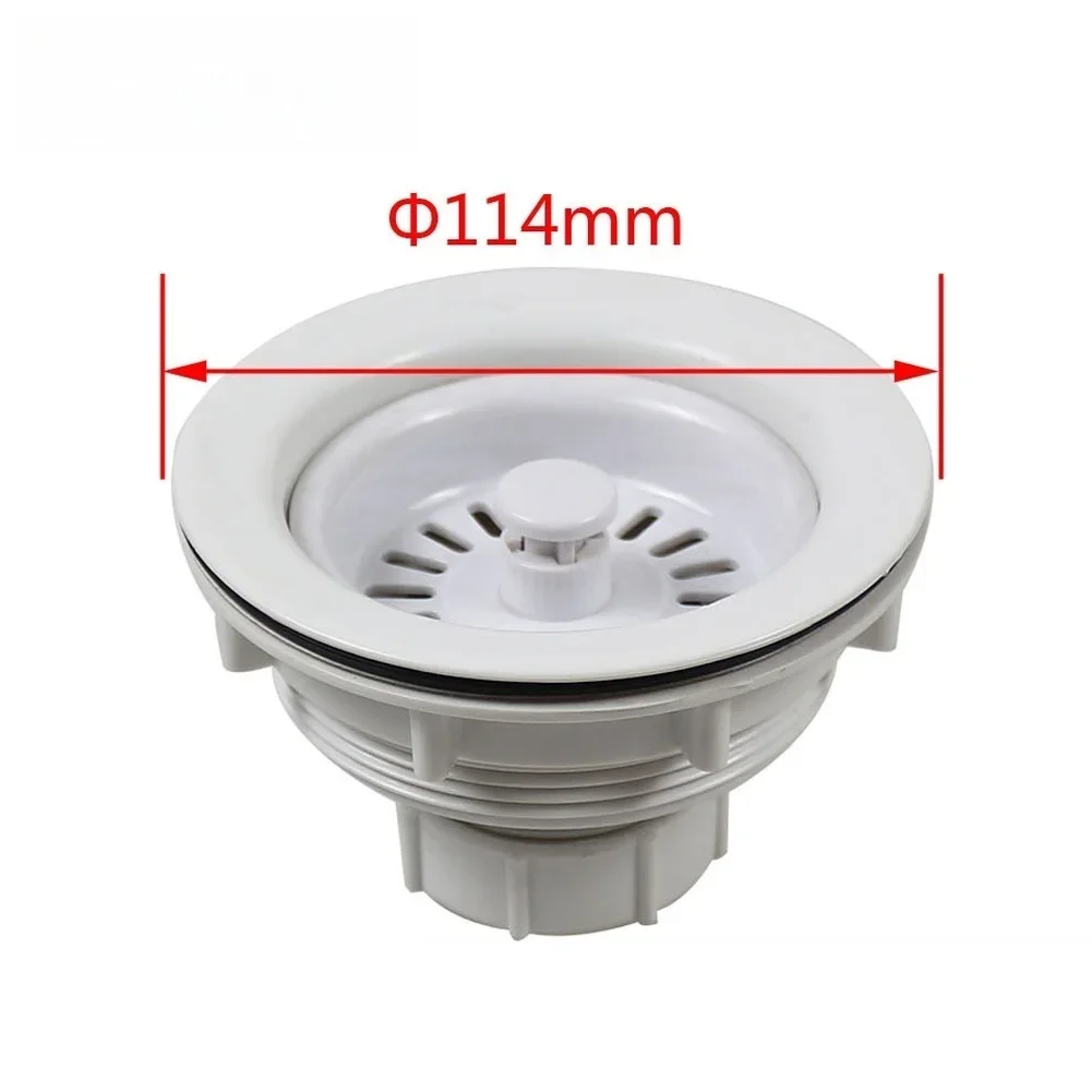 Kitchen Sink Basket Strainer 114mm Diameter For 88-95mm Hole With Double Sealing Rings And Quick-Drain Design