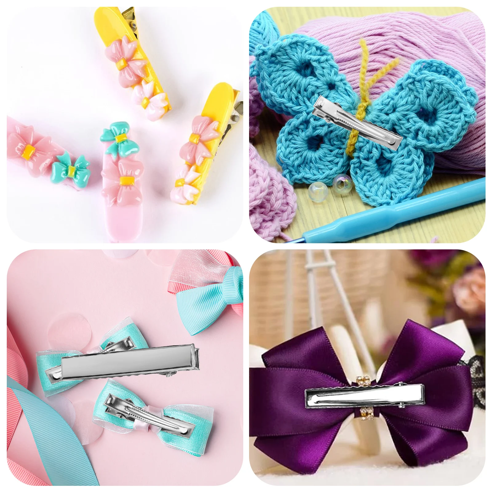 

100pcs Duckbill Clip 4Cm Flat Metal Single Prong Alligator Hair Clips For Diy Bow Barrette Styling Mini Teeth Design Thick Thin