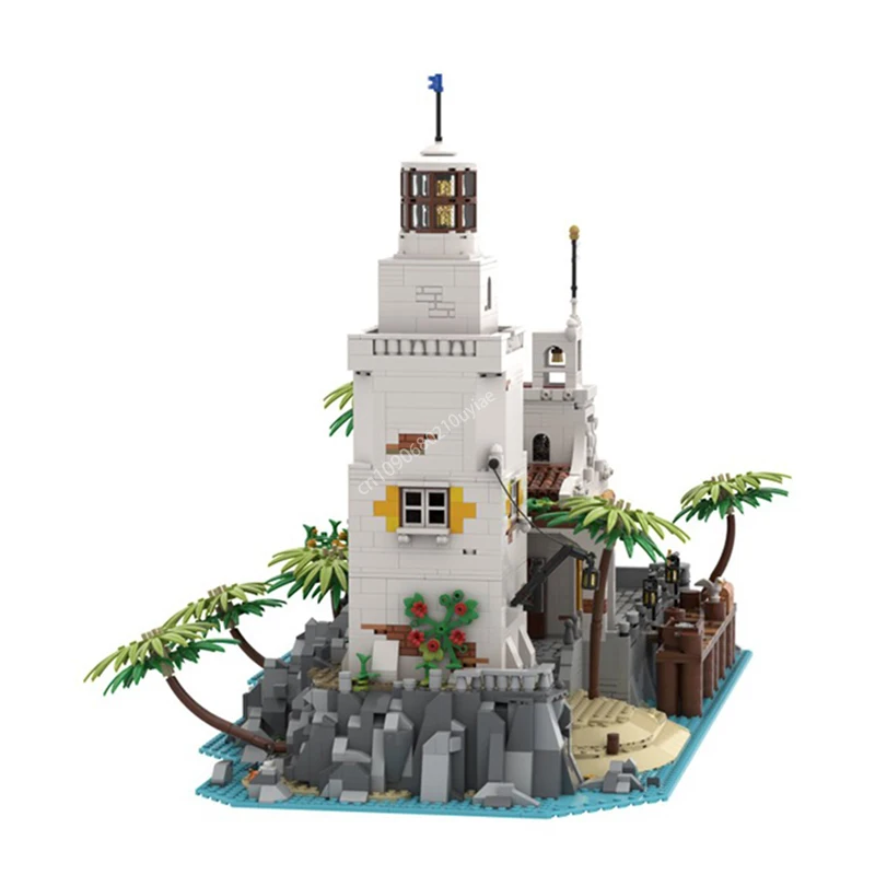 5001 sztuk Moc piraci średniowieczny Puerto Santa Maria Harbor światło modułowa architektura klocki montażowe klocki zabawki dla dzieci prezent